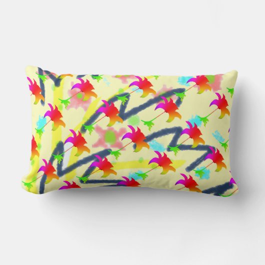 Rainbow Floral Pattern Kussen (Voorkant)