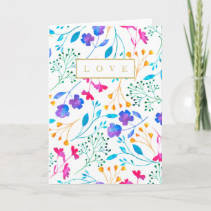 Rainbow Floral Pattern Waterverf Greetings Card Kaart