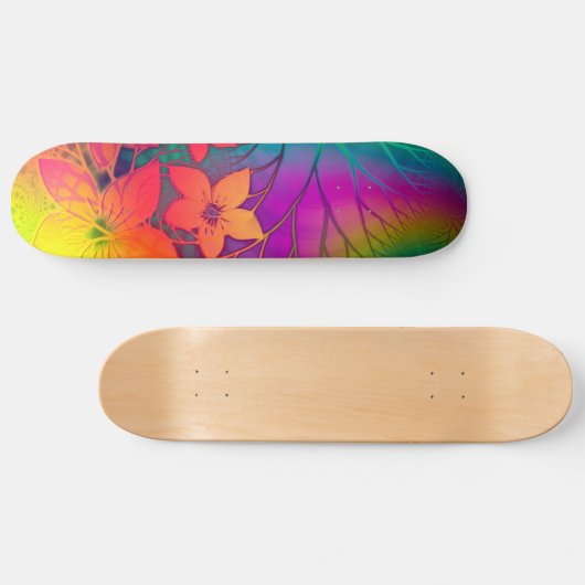 Rainbow Floral Persoonlijk Skateboard (Horizontaal)