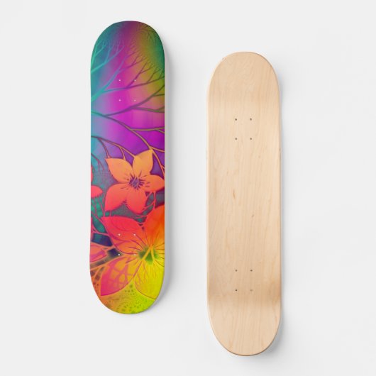 Rainbow Floral Persoonlijk Skateboard (Voorkant)
