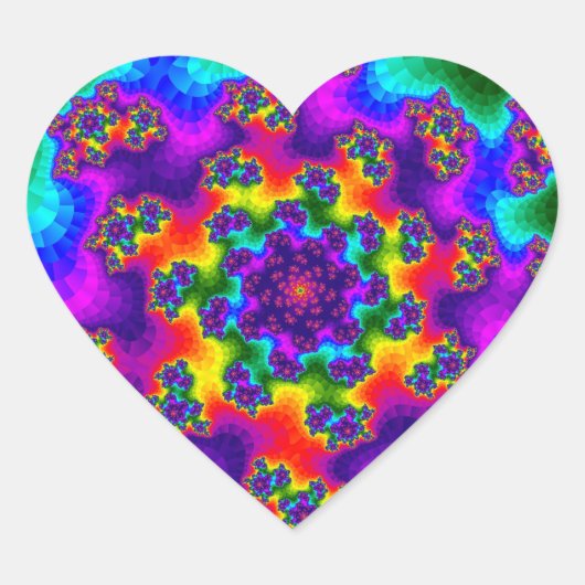 Rainbow Floral Sprinkles Hart Sticker (Voorkant)