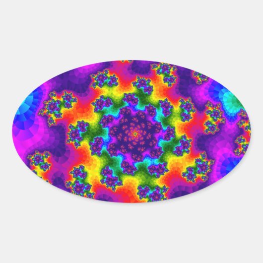 Rainbow Floral Sprinkles Ovale Sticker (Voorkant)