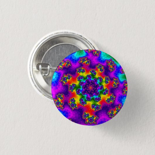 Rainbow Floral Sprinkles Ronde Button 3,2 Cm (Voorkant /achterkant)
