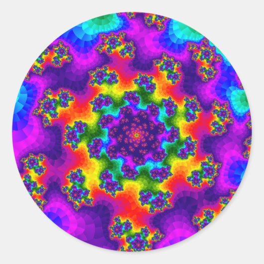Rainbow Floral Sprinkles Ronde Sticker (Voorkant)
