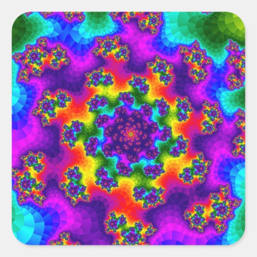 Rainbow Floral Sprinkles Vierkante Sticker (Voorkant)