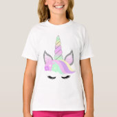 Rainbow Floral Unicorn Kinder T-shirt (Voorkant)