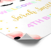 Rainbow Floral Unicorn Verjaardagsfeest Welkomstbo Poster (Hoek)