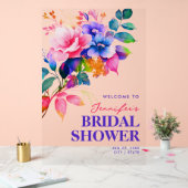 Rainbow Floral Waterverf Vrijgezellenfeest Welkom Acryl Bord (Huwelijk)