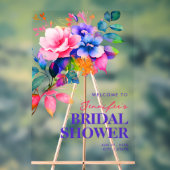 Rainbow Floral Waterverf Vrijgezellenfeest Welkom Acryl Bord (Neutraal)