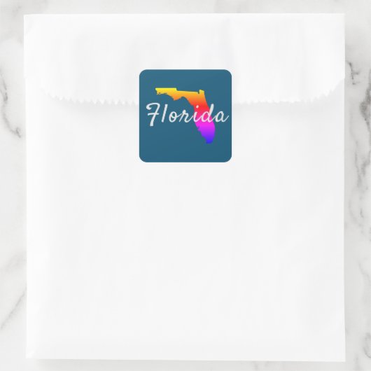 Rainbow Florida State Silhouette Vierkante Sticker (Tas)