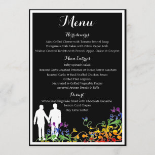 Rainbow Flourish Gay Wedding Dinner Menu