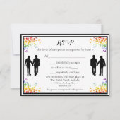 Rainbow Flourish Gay Wedding RSVP-kaart RSVP Kaartje (Voorkant)