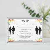Rainbow Flourish Gay Wedding RSVP-kaart RSVP Kaartje (Staand voorkant)