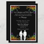 Rainbow Flourishes Gay Wedding Invitations Kaart (Voorkant / Achterkant)