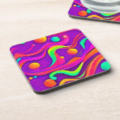 Rainbow Flow: Abstract plezier Bier Onderzetter (Linkerzijde)