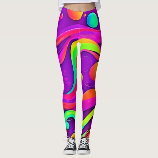 Rainbow Flow: Abstract plezier Leggings (Voorkant)