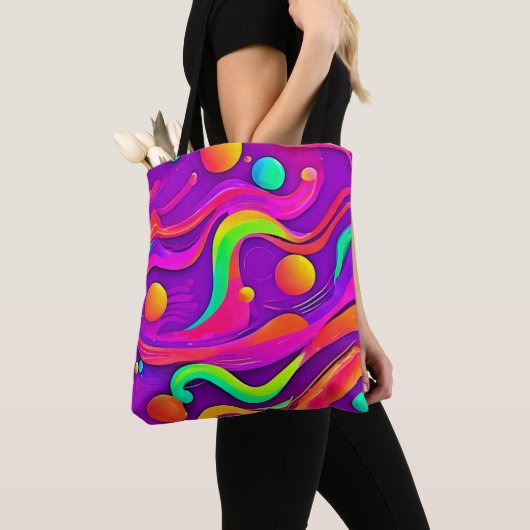 Rainbow Flow: Abstract plezier Tote Bag (Dichtbij)