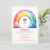Rainbow Flower 1st Verjaardagsfeest Uitnodigen Kaart (Staand voorkant)