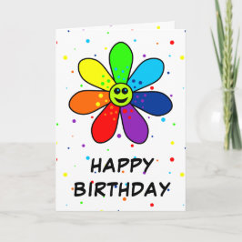 Rainbow Flower Birthday-kaart Kaart
