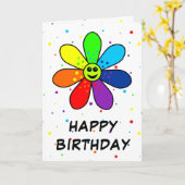 Rainbow Flower Birthday-kaart Kaart (Gele Bloem)