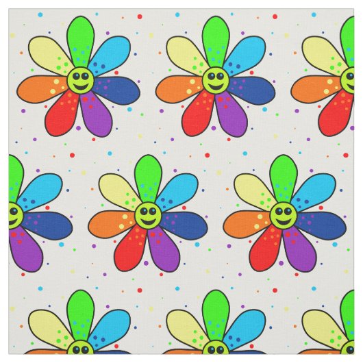 Rainbow Flower Fabric Stof (Swatch)