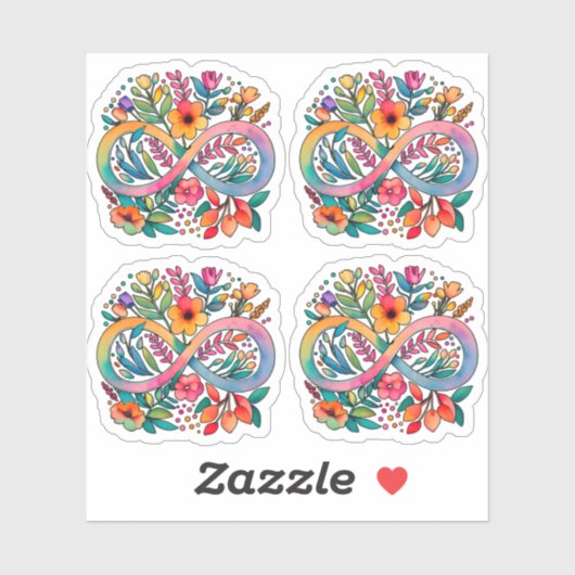 Rainbow Flower Infinity symbool | Autisme-acceptat Sticker (Vel)