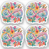 Rainbow Flower Infinity symbool | Autisme-acceptat Sticker (Voorkant)