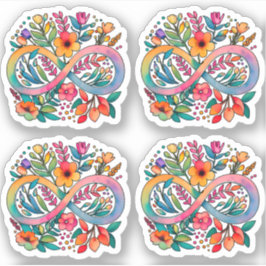 Rainbow Flower Infinity symbool | Autisme-acceptat Sticker