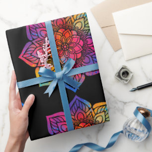 Rainbow Flower Mandala Cadeaupapier