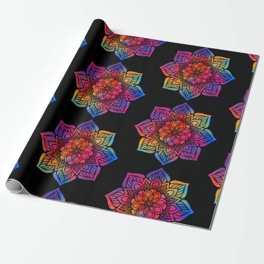 Rainbow Flower Mandala Cadeaupapier (Uitgerold)