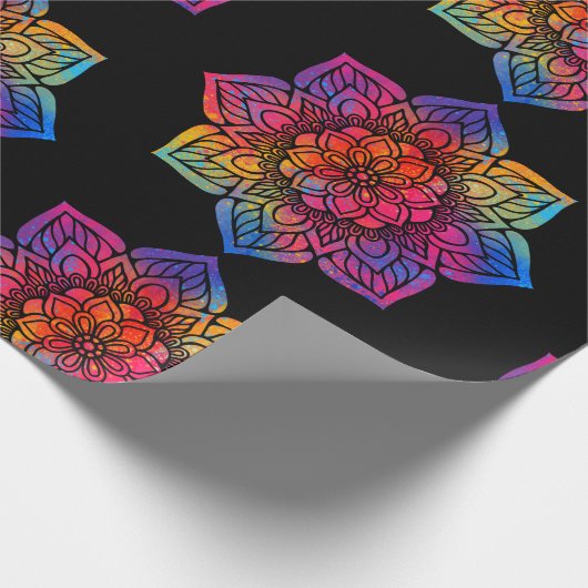 Rainbow Flower Mandala Cadeaupapier (Hoek)