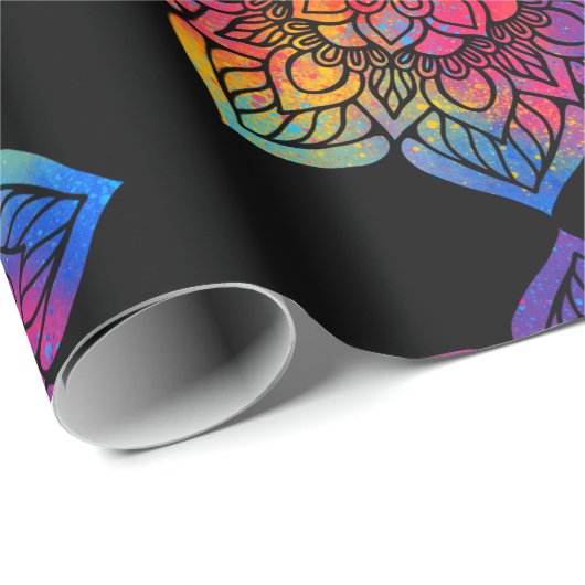 Rainbow Flower Mandala Cadeaupapier (Rol Hoek)