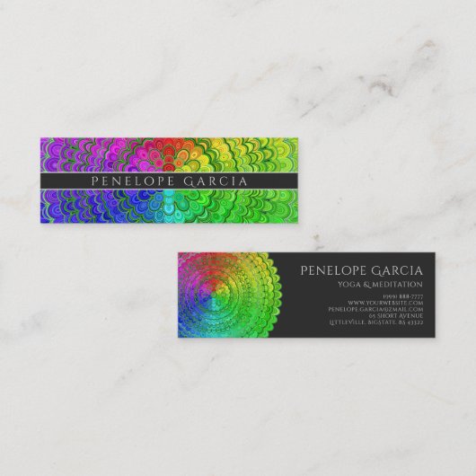 Rainbow Flower Mandala Mini Visitekaartje (Voorkant / Achterkant)