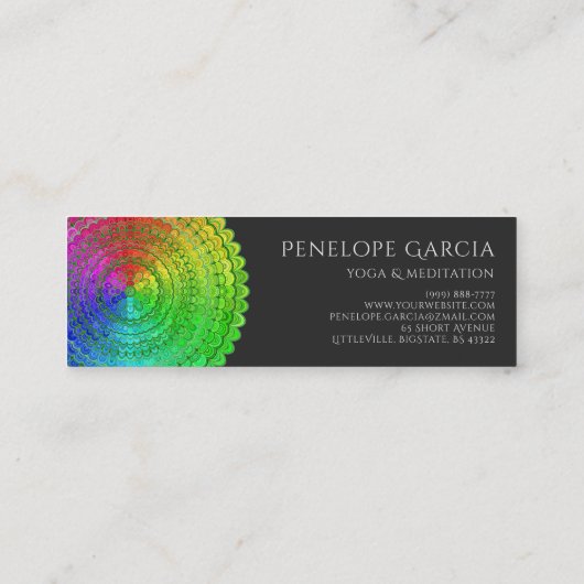 Rainbow Flower Mandala Mini Visitekaartje (Achterkant)