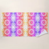 Rainbow Flower Mandala Pattern 2 Beach Towel Strandlaken (Voorkant)