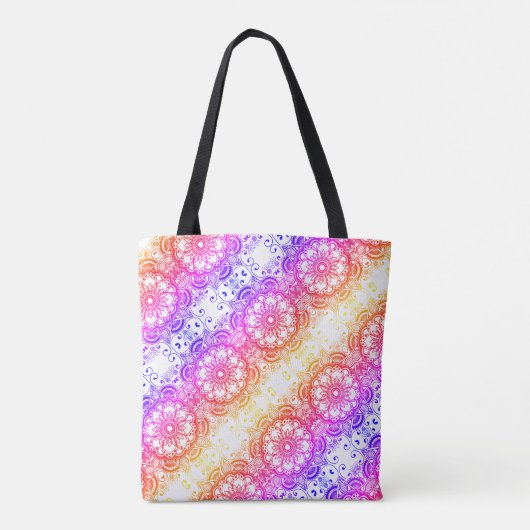 Rainbow Flower Mandala Pattern 3 Tote Bag (Achterkant)