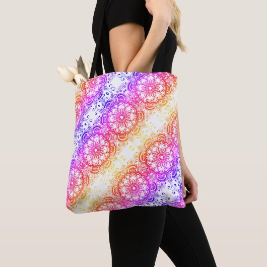 Rainbow Flower Mandala Pattern 3 Tote Bag (Dichtbij)