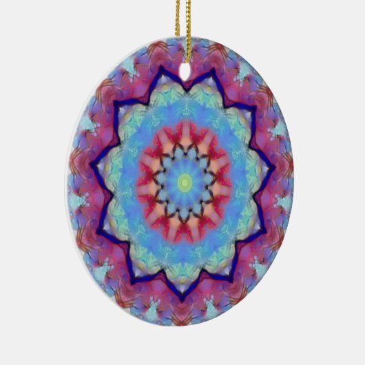 Rainbow Flower Mandala Ronde Ornament (Rechts)