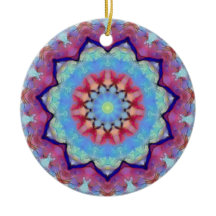 Rainbow Flower Mandala Ronde Ornament