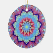 Rainbow Flower Mandala Ronde Ornament (Links)