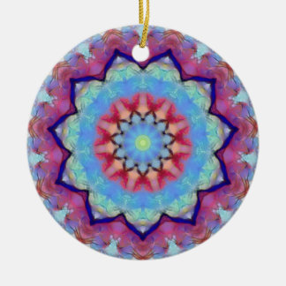 Rainbow Flower Mandala Ronde Ornament