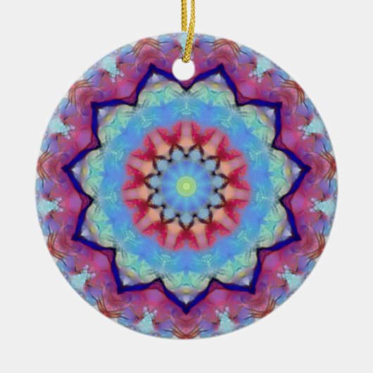 Rainbow Flower Mandala Ronde Ornament (Voorkant)