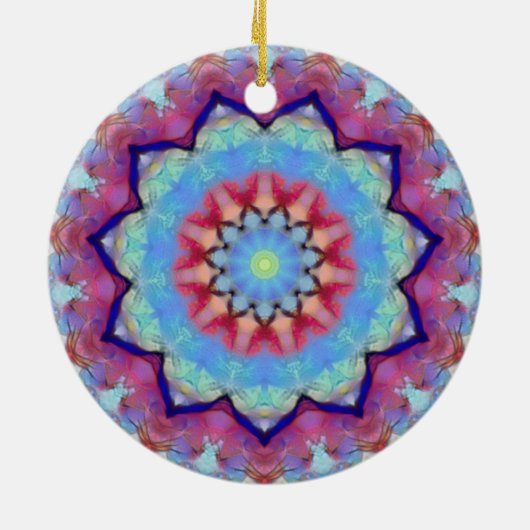 Rainbow Flower Mandala Ronde Ornament (Achterkant)