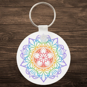 Rainbow Flower Mandala Sleutelhanger