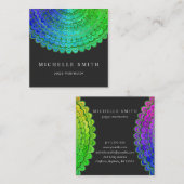 Rainbow Flower Mandala Vierkante Visitekaartje (Voorkant / Achterkant)