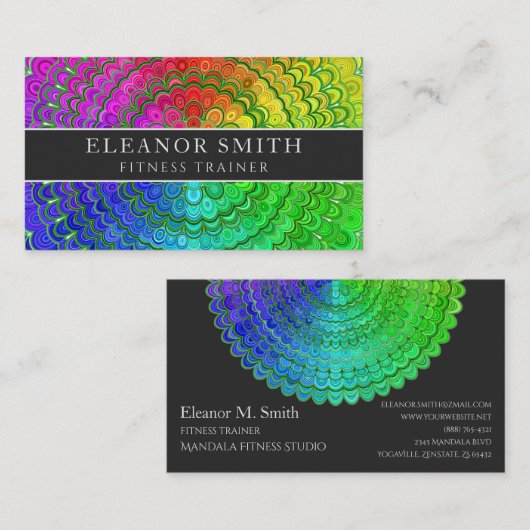 Rainbow Flower Mandala Visitekaartje (Voorkant / Achterkant)