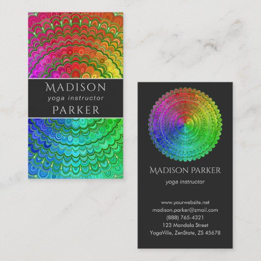 Rainbow Flower Mandala Visitekaartje (Voorkant / Achterkant)