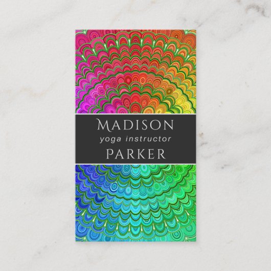 Rainbow Flower Mandala Visitekaartje (Voorkant)