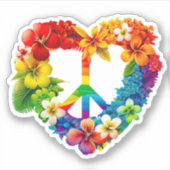 Rainbow Flower Peace Sign | Afgesneden Sticker (Voorkant)