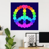 Rainbow Flower Peace Sign Poster (Thuiskantoor)